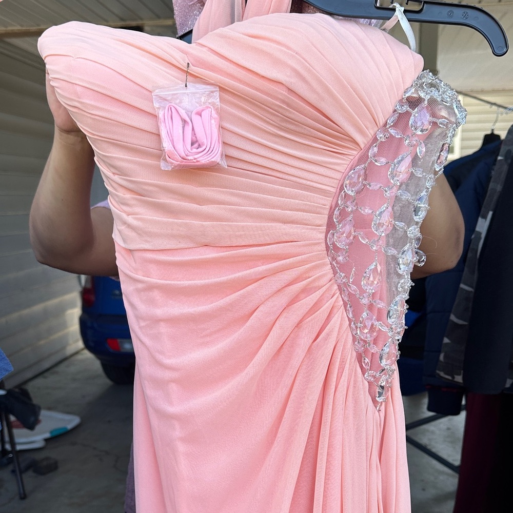 FabriLuxe Pink Gown with Beaded Detail